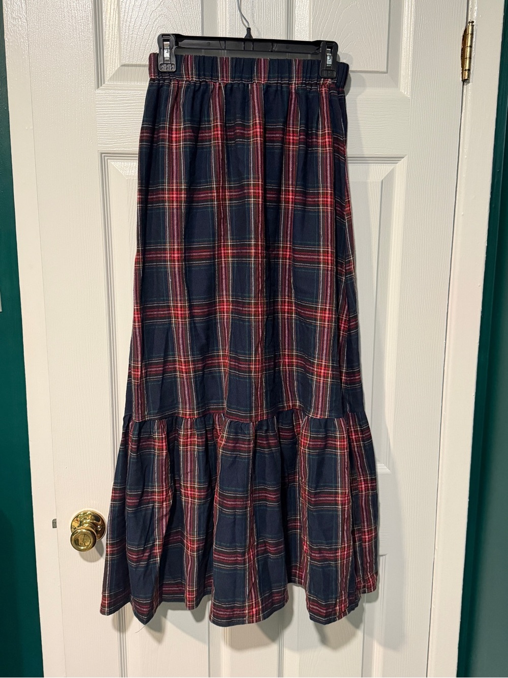 Cupshe Navy and Red Plaid Maxi Skirt